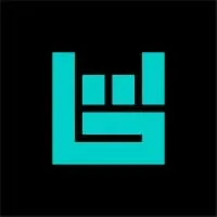 Innovative digital music platform logo with turquoise geometric design on black background, representing modern music technol