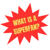 Vibrant red background with bold yellow text explaining "What is a Superfan" in a modern, eye-catching design.