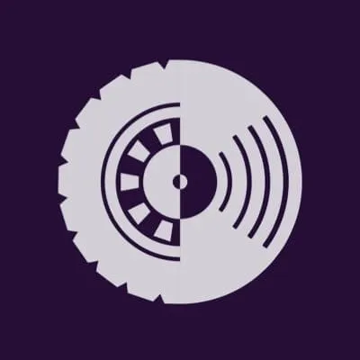 A digital music and media industry icon featuring a gear and sound wave design, symbolizing music technology and innovation.