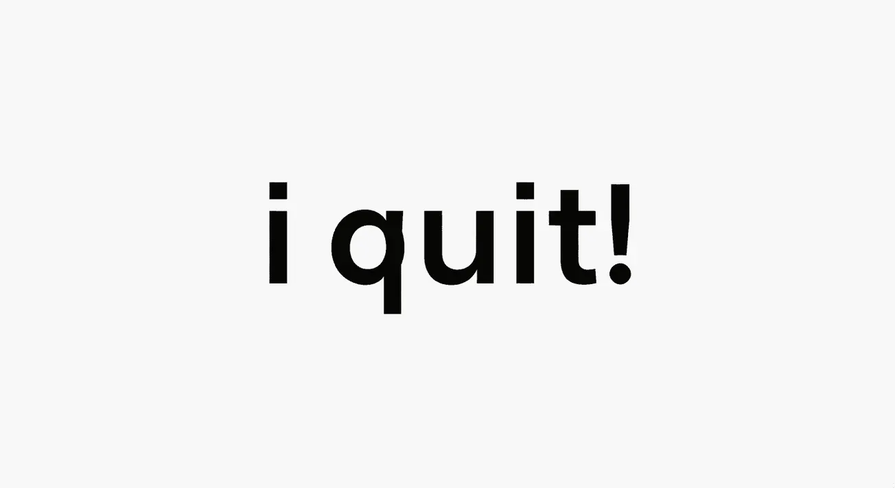 Quit icon on a white background with bold black text, representing the "I Quit" message related to music industry news, artis
