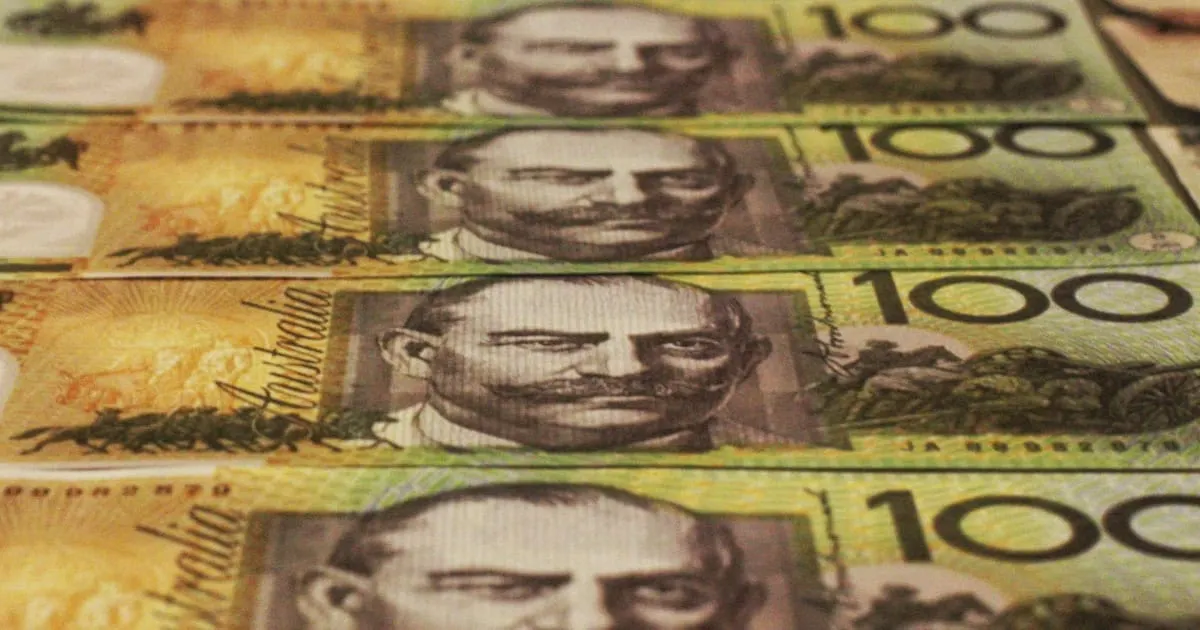 closeup of Australian dollar bills
