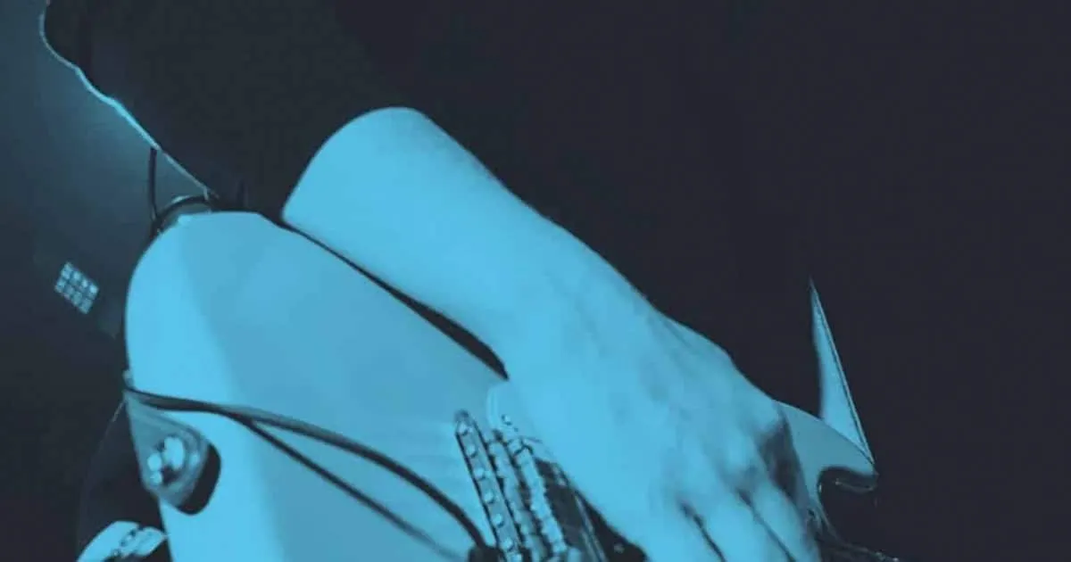 guitarist playing live in closeup