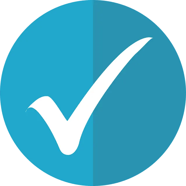 Vibrant blue checkmark icon symbolizing approval, verification, or successful completion, associated with digital branding, m