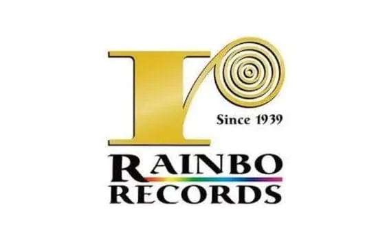 Logo of Rainbow Records, a historic record label established in 1939, featuring a stylized "V" and target design, representin