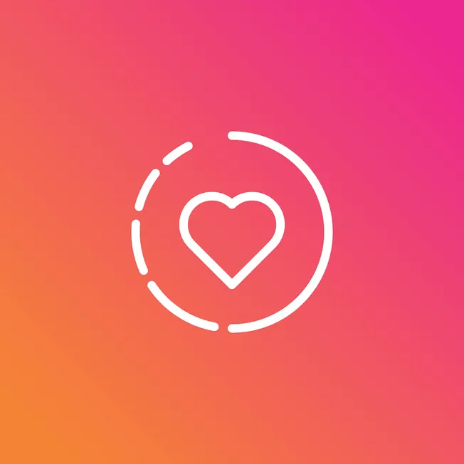 Heart icon on colorful gradient background, representing love, care, and positivity, suitable for social media, branding, or