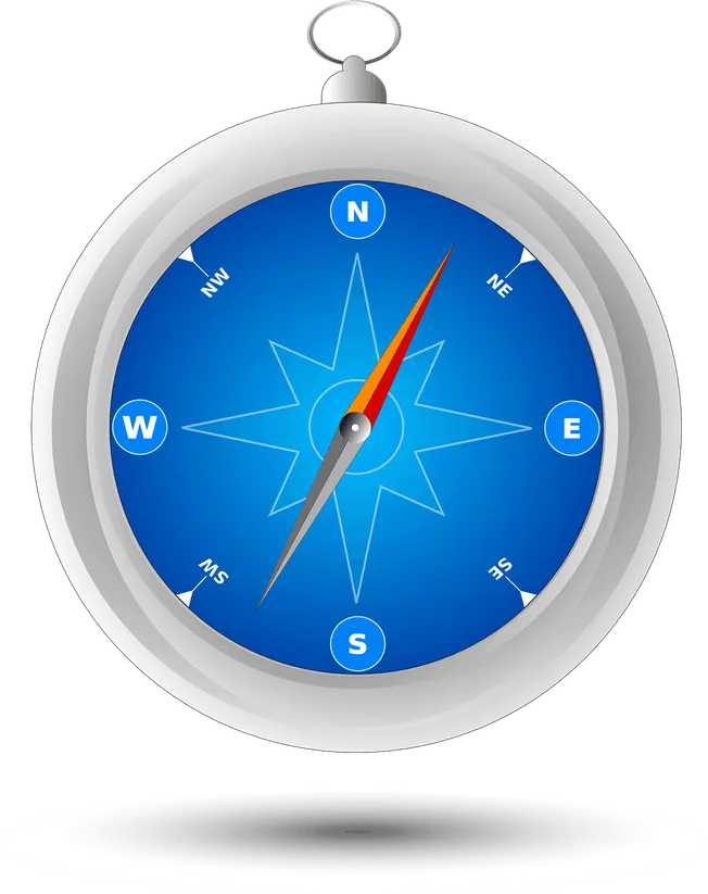Compass clock showing directions and time, navigation tool, time management, travel, outdoor equipment, digital illustration,