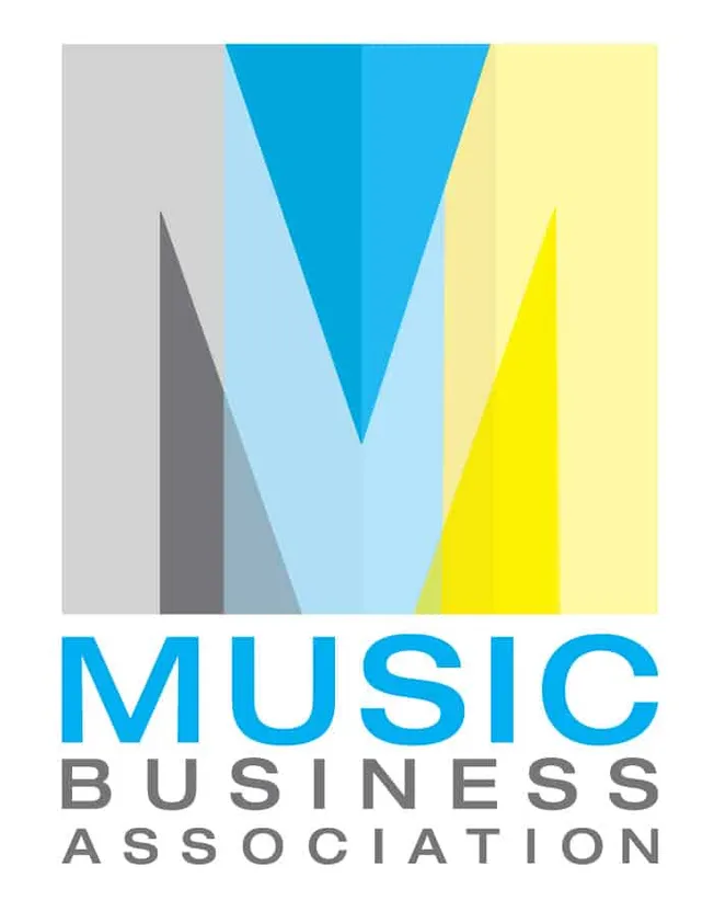 Vibrant musical note logo with bright colors representing music industry, digital music trends, and creative music business b