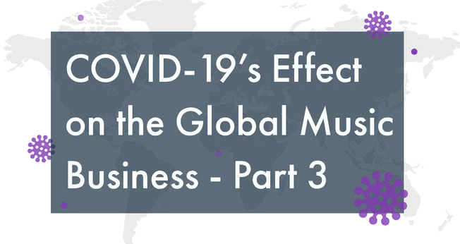COVID-19 pandemic impact on global music industry, world map with virus icons, pandemic effects on music business, pandemic's