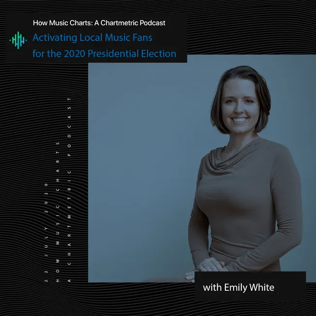 Activating local music fans for the 2020 presidential election, featuring Emily White in a professional headshot for Hypebot'