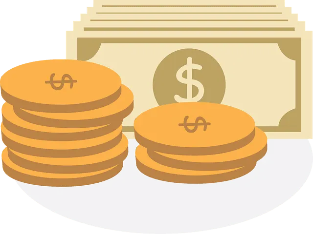 Stacks of gold coins and paper currency on a white plate, symbolizing income, revenue, and financial success, which are key t