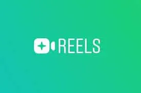 Reels logo with plus symbol on a turquoise background representing Instagram Reels feature.