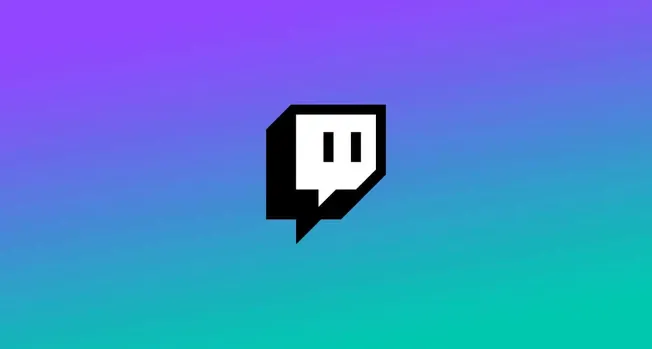 Twitch logo icon on a colorful gradient background, representing live streaming, gaming, and digital entertainment platforms.