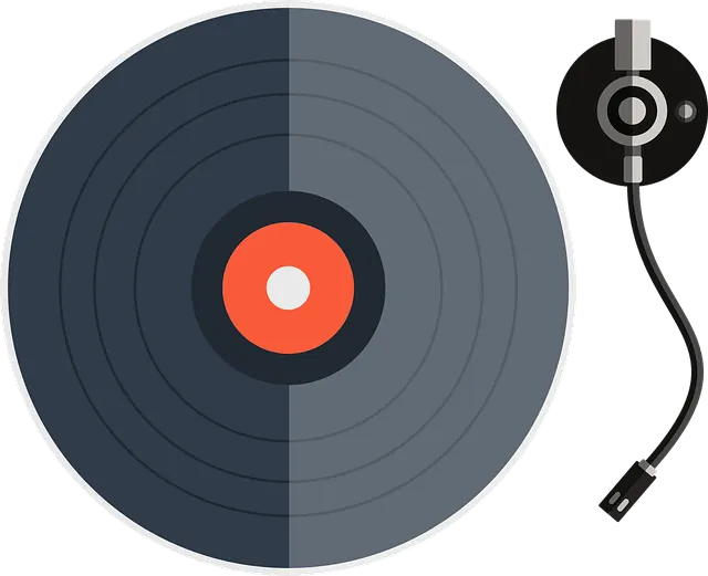 Turntable with stylus on a grey background, representing music, DJing, or audio technology from Hypebot.