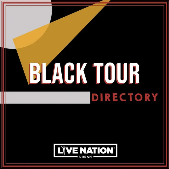 Black Tour Directory logo featuring bold text and vibrant geometric design, promoting live music events and artist listings f