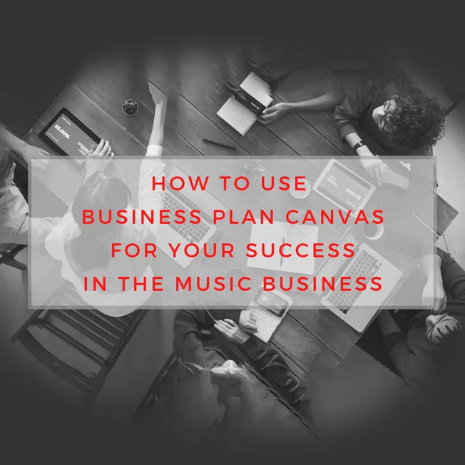 Business plan canvas for music industry success, music business strategy, entrepreneur meeting, collaborative planning, digit