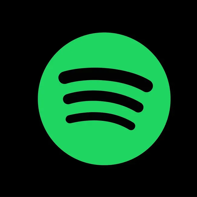 Spotify app icon on a black background, digital music streaming service, popular music platform, musical entertainment, podca