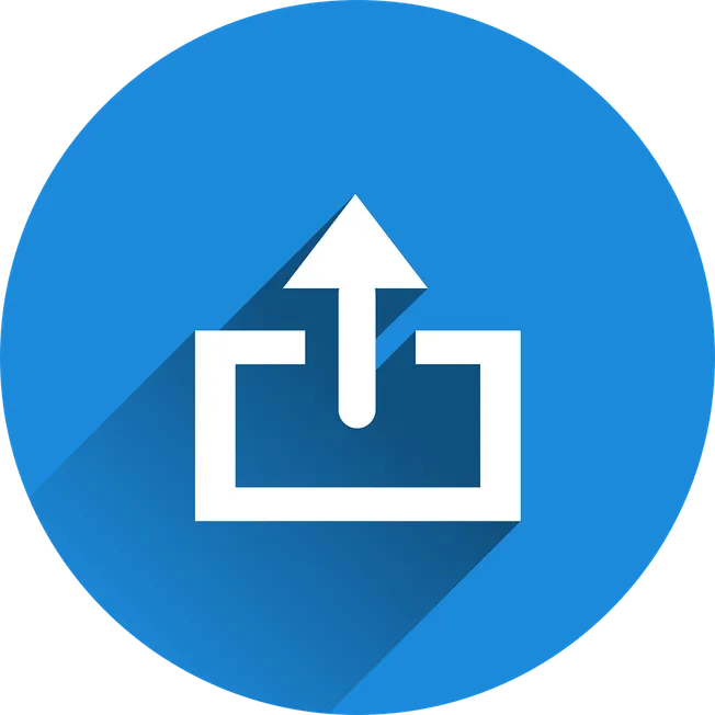Upload icon representing file sharing and data upload for music industry or digital content management.