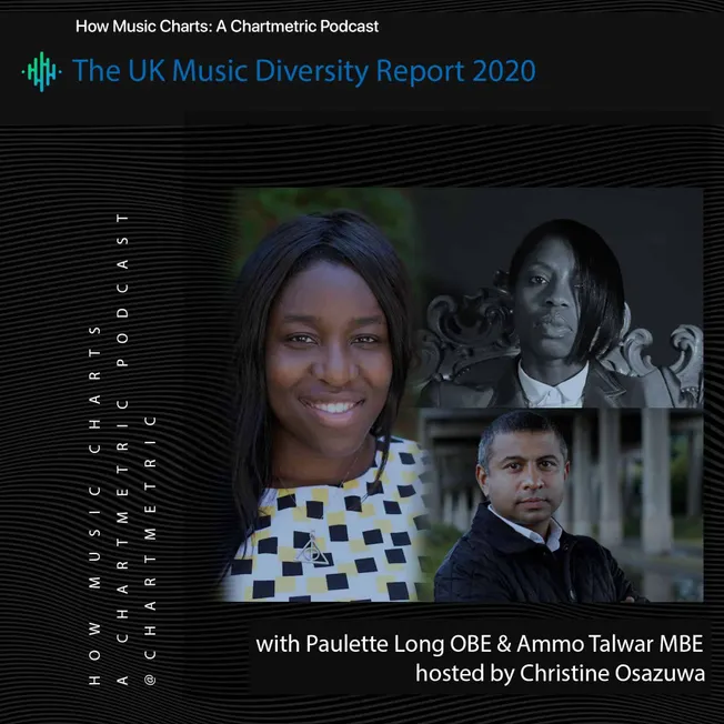 UK music diversity report 2020 podcast hosts Paulette Long OBE and Ammo Talwar MBE, featuring diverse voices in the music ind