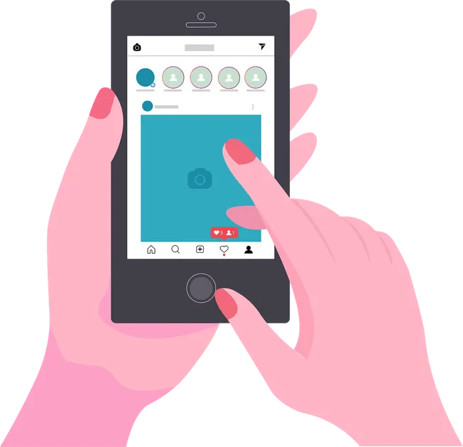 Latest social media app interface on mobile screen showing photo post with likes and comments, digital marketing and social m