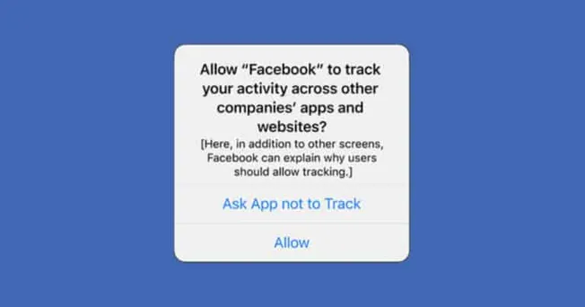 Allow Facebook activity tracking permission pop-up on mobile device, emphasizing app consent for cross-platform activity moni