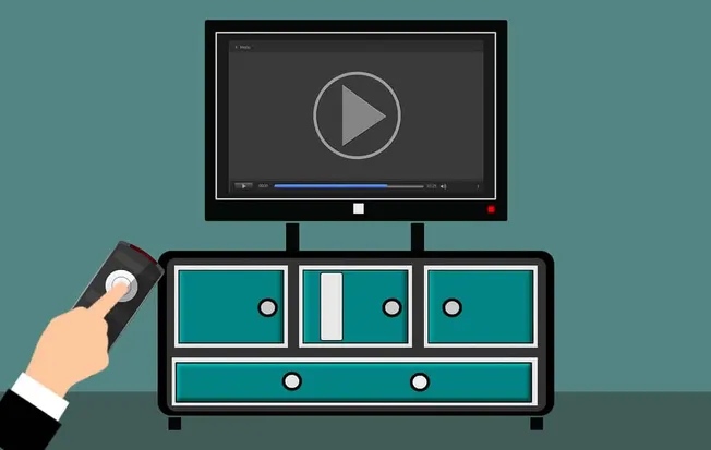 Remote control TV streaming device, video content, digital entertainment, media playback, modern technology, watching online
