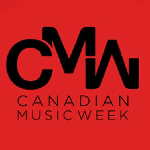 Canadian Music Week logo featuring bold black text on a red background, celebrating Canada's premier music industry event wit