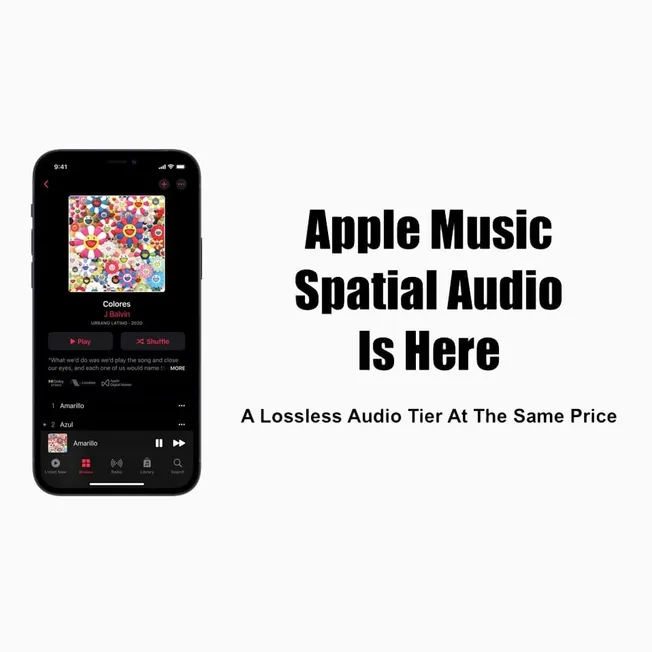Colorful music playlist on Apple Music featuring lossless audio technology, vibrant album art, and easy navigation for high-q