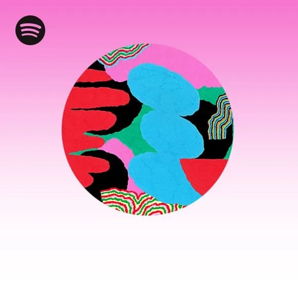 Vibrant abstract art with bold colors and fluid shapes, symbolizing creativity and modern design elements, ideal for music in