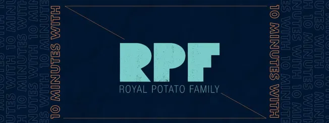 Royal Potato Family logo on a dark background with minimalistic design and bold typography.