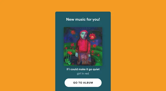 Vivid digital music promotion featuring album artwork for "if i could make it go quiet" by girl in red, highlighting new musi