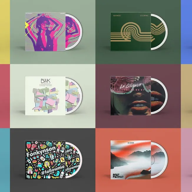 Le_Couleur_alternative_album_cover_with_vibrant_pink_and_purple_abstract_artwork_for_music_release.