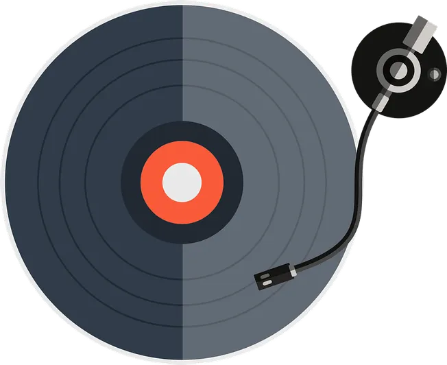 Vinyl record player with tonearm and target design, music industry equipment, DJ turntable for vinyl music, vintage audio gea