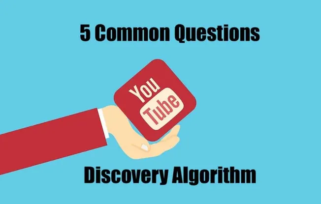 YouTube discovery algorithm concept illustration with hand holding YouTube logo, emphasizing understanding content recommenda
