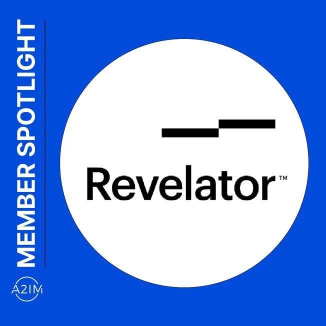 Revelator logo emphasizing media member spotlight and digital music platform branding.