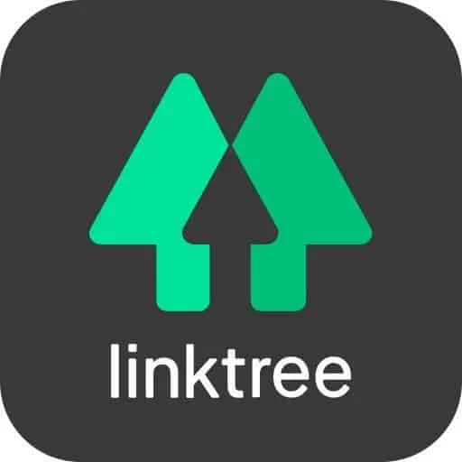 Vector logo of Linktree featuring multiple green arrows on a black background, representing social media links and online bra