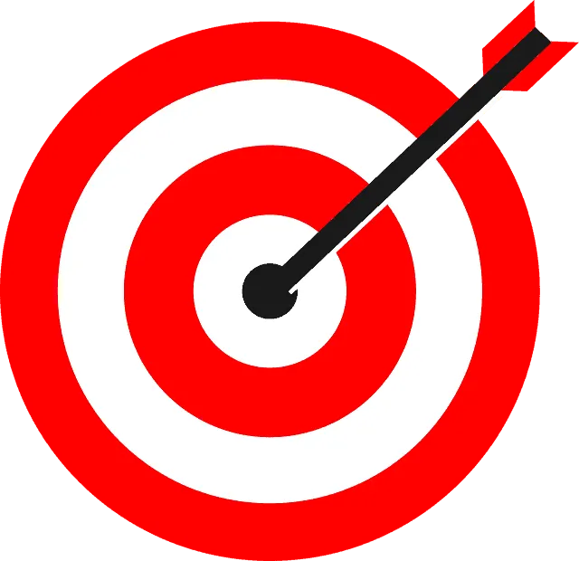 Target with arrow hitting the bullseye, marketing goal achievement, business success, strategic planning, goal setting, preci