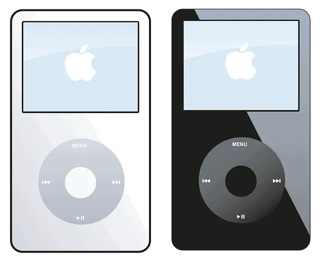 MP3 iPod classic with white and black color options, showcasing portable music players.