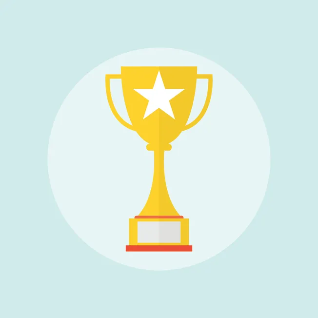 Gold trophy with star icon representing music industry award recognition for music success and achievements.
