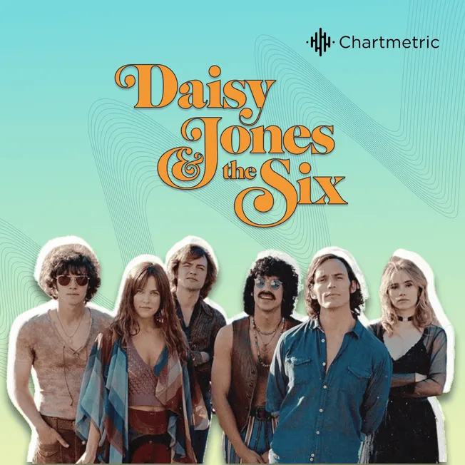 Daisy Jones & the Six band promotional image, music band, vintage style, 1970s rock group, music entertainment, Rock Band, Fe