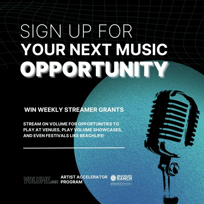 Sign up for music artist opportunities, weekly streamer grants, and live events at venues, festivals, and beachside shows wit