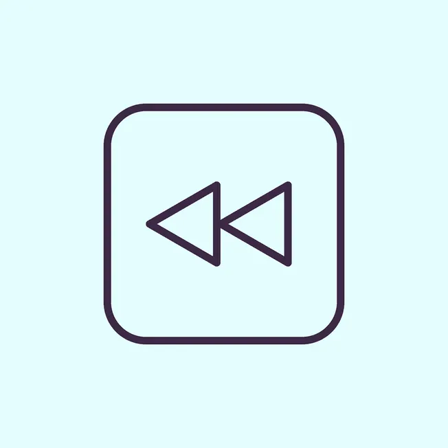Next, the image appears to be an icon of a rewind function.