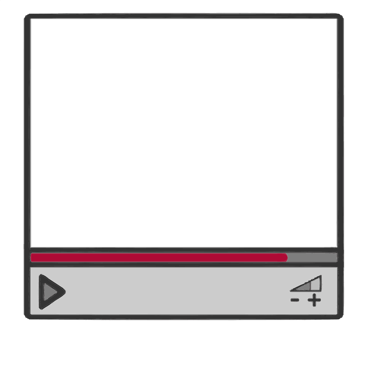 Playback control icon for music or video player interface, representing media consumption and digital entertainment.