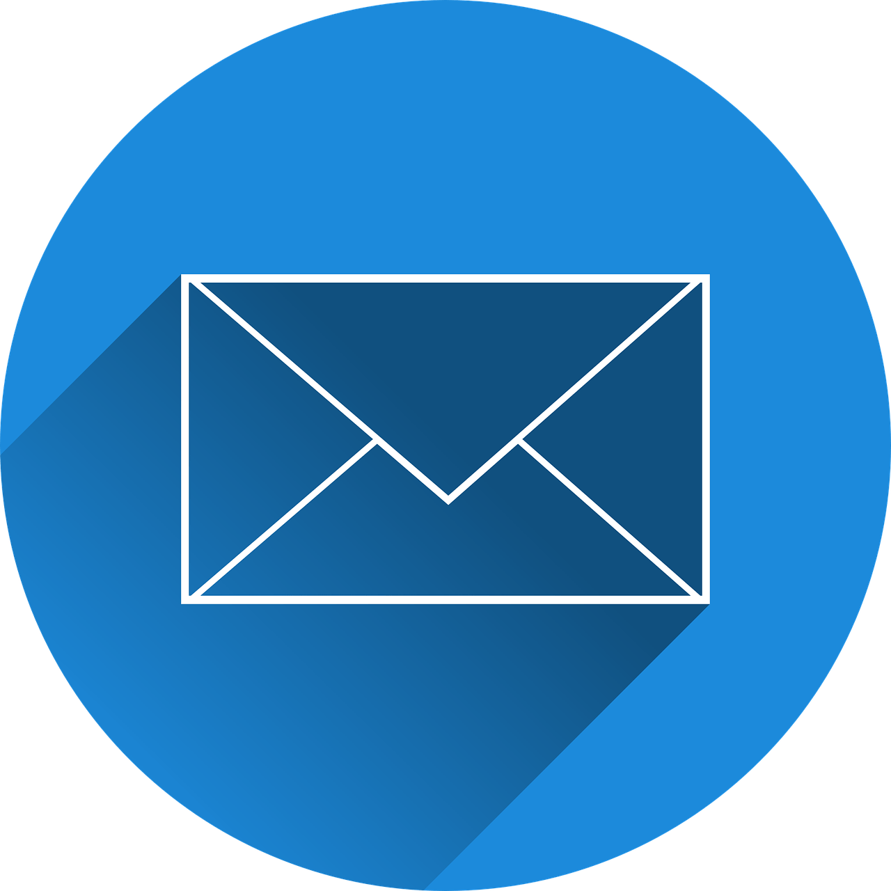 Email icon in blue circle representing digital communication and marketing.