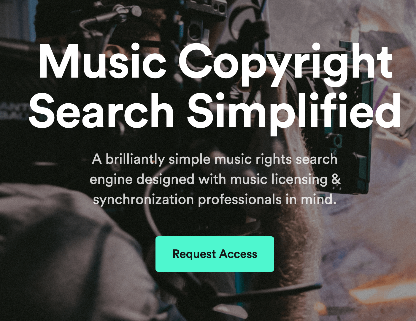 Professional music rights search engine interface with music licensing and synchronization tools, modern technology for music professionals and copyright management.