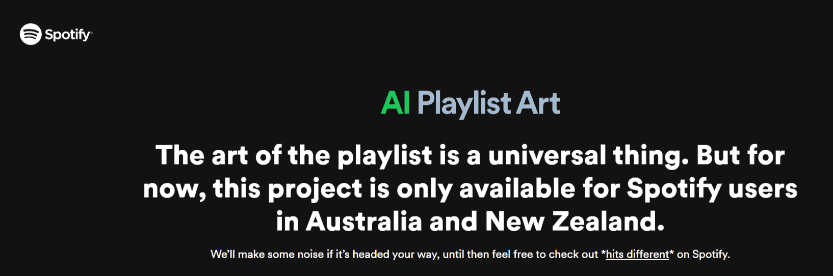 AI-generated playlist art project exclusive to Spotify users in Australia and New Zealand, showcasing innovative playlist creation with AI technology.