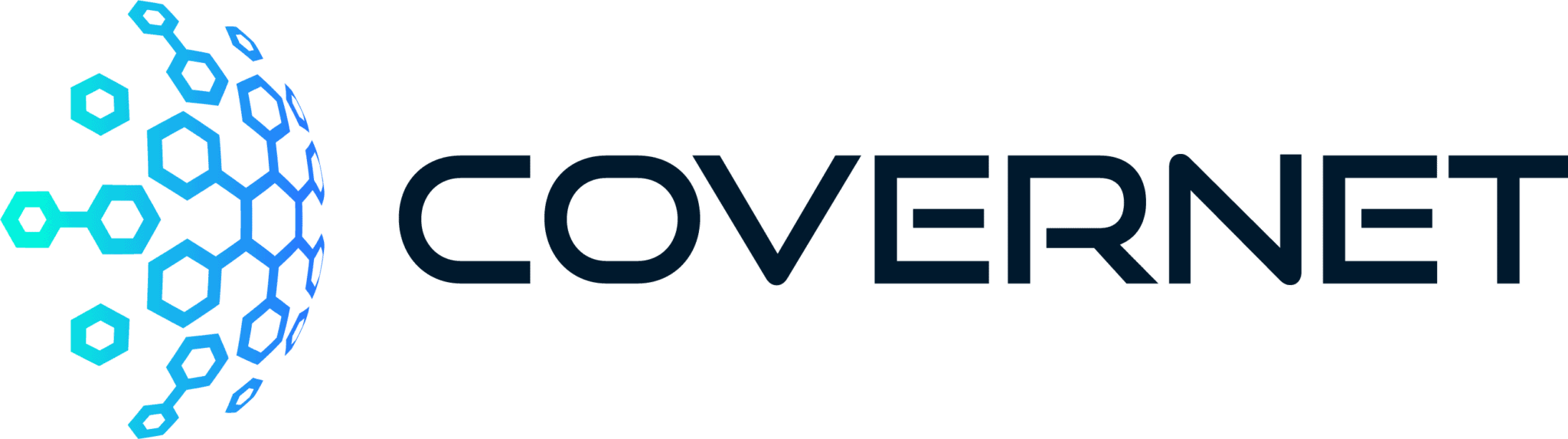 Hexagon pattern digital design representing technology and innovation for COVERNET logo.