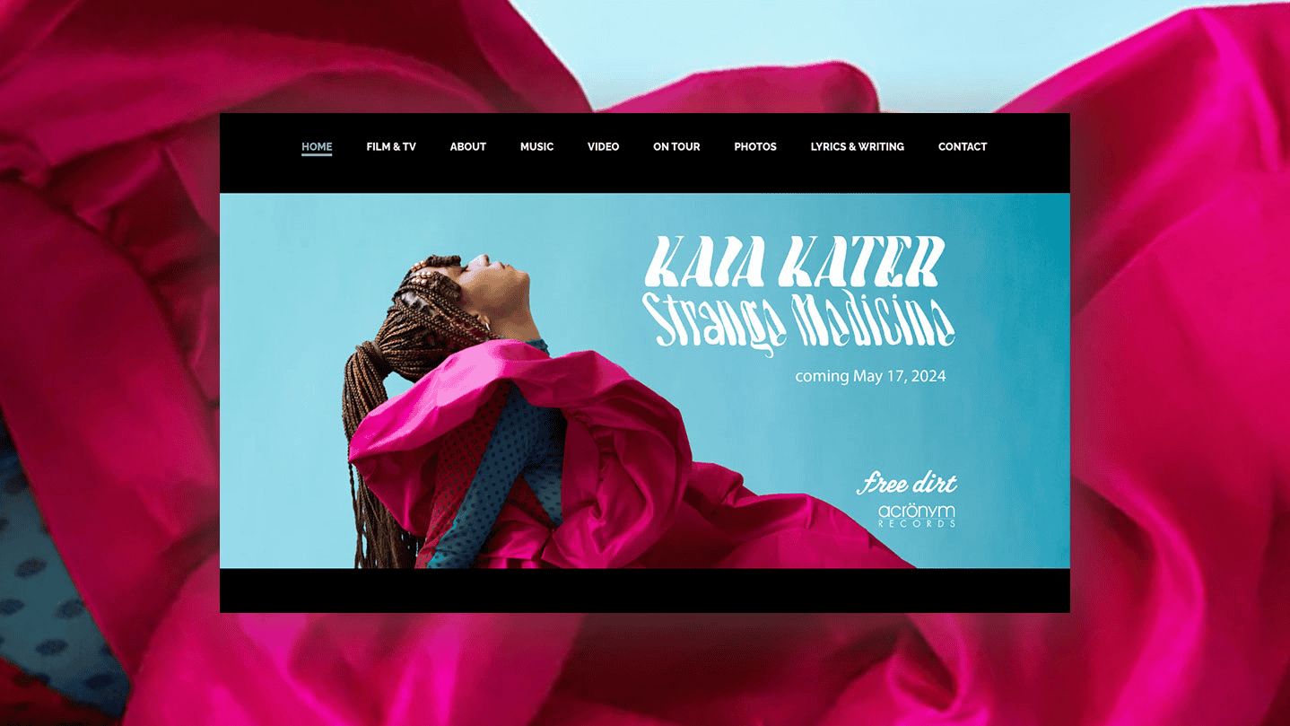 KAIA KATER Strange Medicine album announcement, music release date, and promotional artwork for upcoming May 17, 2024 debut, featuring vibrant colors and innovative music concepts.