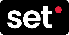 Set logo branding on digital background, representing music industry and entertainment technology.