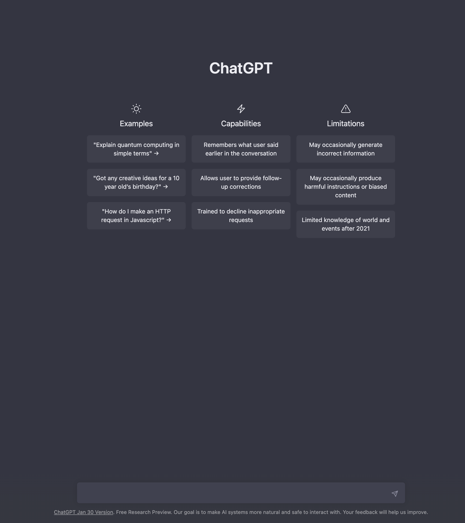 ChatGPT Homepage