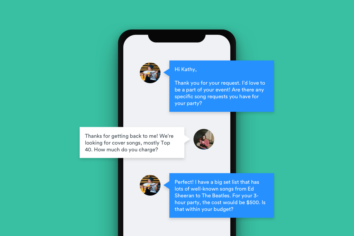 Example of conversational messages